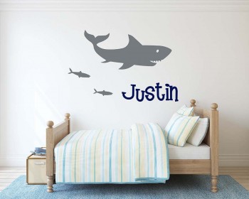 Shark With Customized Name Decal For Nursery